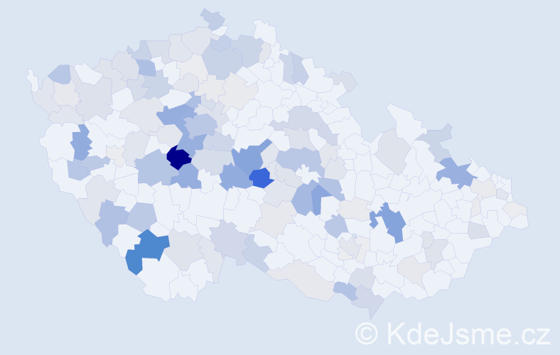 Příjmení: 'Tesárek', počet výskytů 519 v celé ČR
