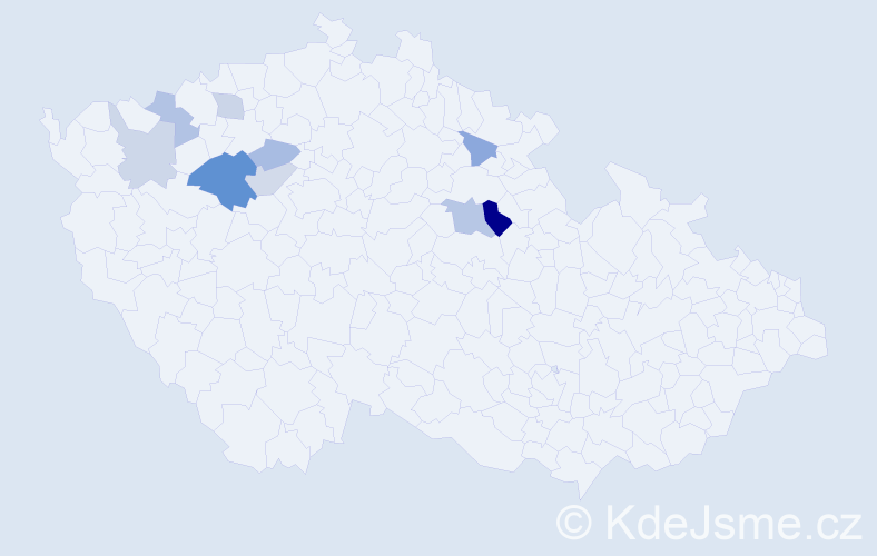 Příjmení: 'Číhař', počet výskytů 15 v celé ČR