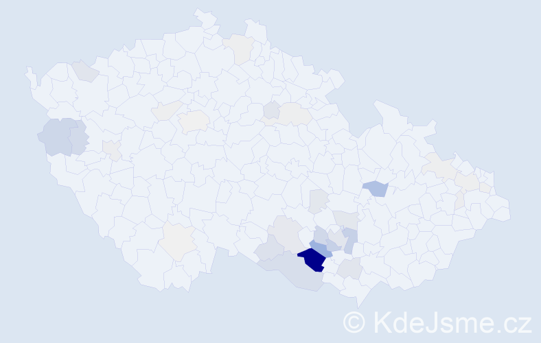 Příjmení: 'Vespalec', počet výskytů 128 v celé ČR