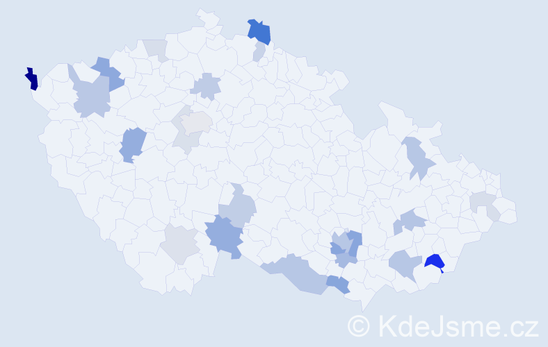 Příjmení: 'Medvěd', počet výskytů 46 v celé ČR