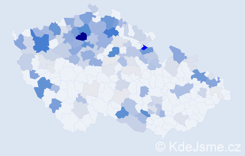Příjmení: 'Frič', počet výskytů 518 v celé ČR