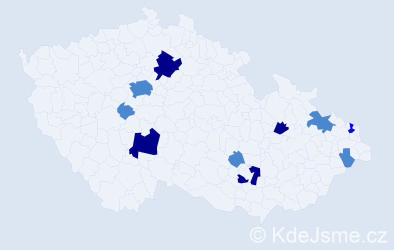 Příjmení: 'Krubl', počet výskytů 19 v celé ČR