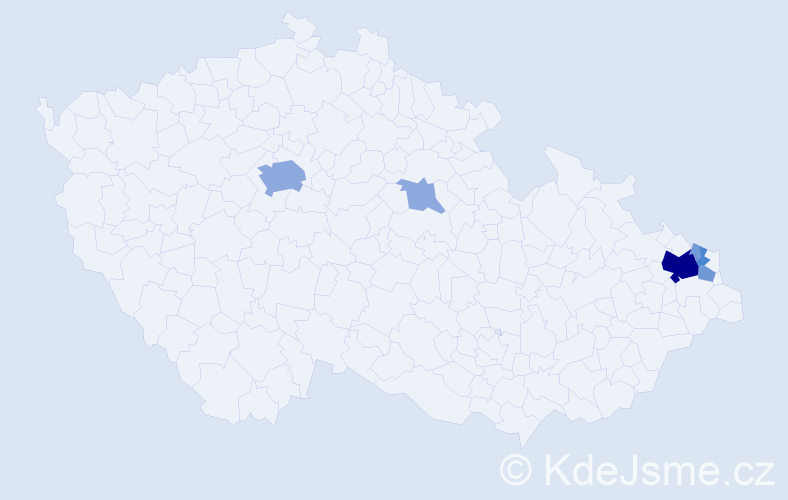 Příjmení: 'Hojecká', počet výskytů 15 v celé ČR