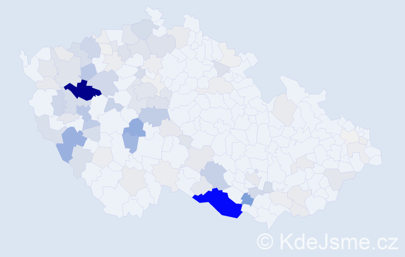 Příjmení: 'Bulín', počet výskytů 394 v celé ČR