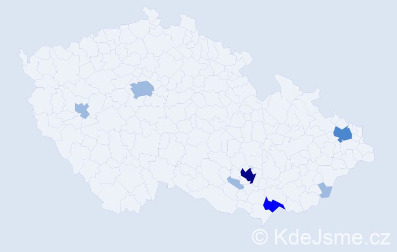 Příjmení: 'Porubanová', počet výskytů 13 v celé ČR