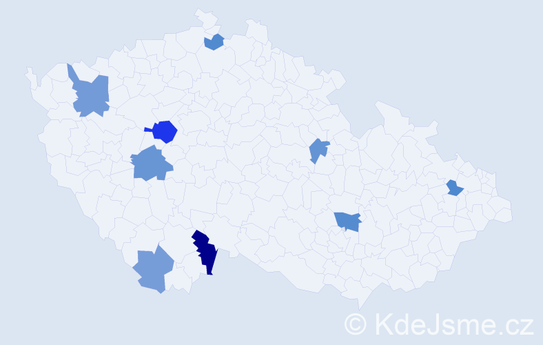 Příjmení: 'Belanská', počet výskytů 15 v celé ČR