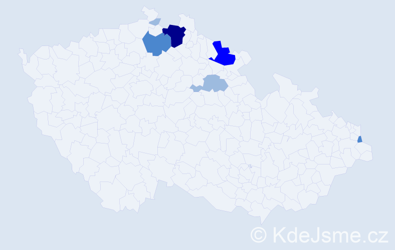 Příjmení: 'Béla', počet výskytů 13 v celé ČR