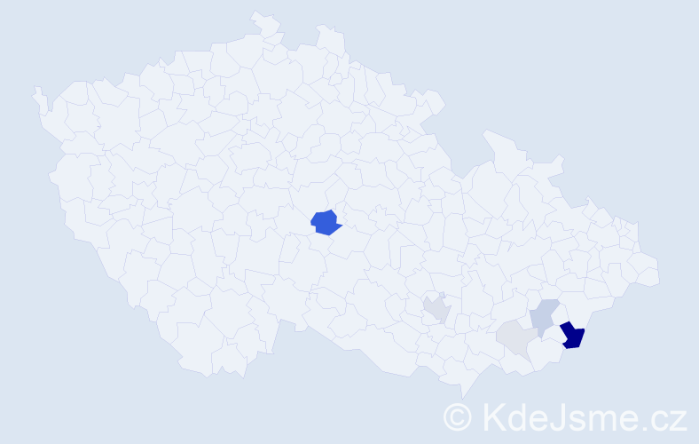 Příjmení: 'Slabíková', počet výskytů 23 v celé ČR
