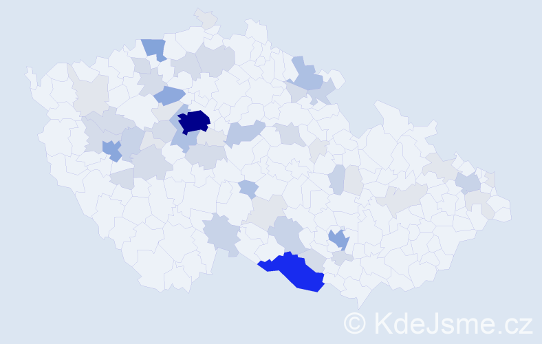 Příjmení: 'Hamza', počet výskytů 172 v celé ČR