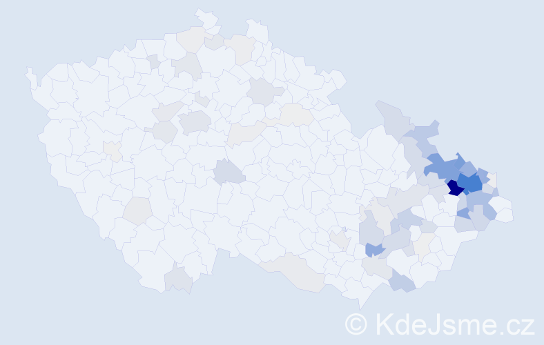 Příjmení: 'Dluhoš', počet výskytů 387 v celé ČR