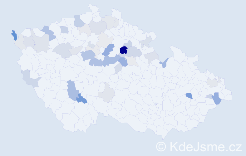 Příjmení: 'Telváková', počet výskytů 161 v celé ČR