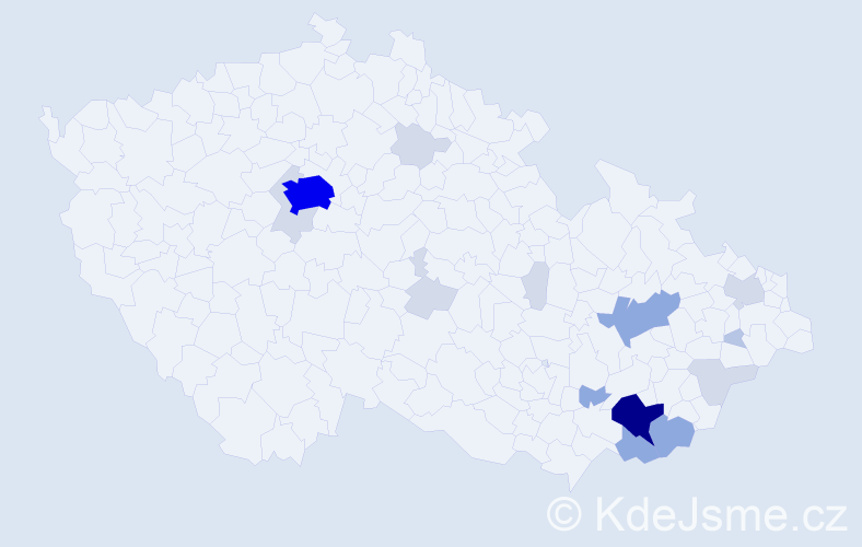 Příjmení: 'Machynková', počet výskytů 51 v celé ČR