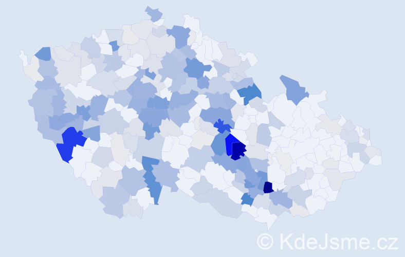 Příjmení: 'Paleček', počet výskytů 949 v celé ČR