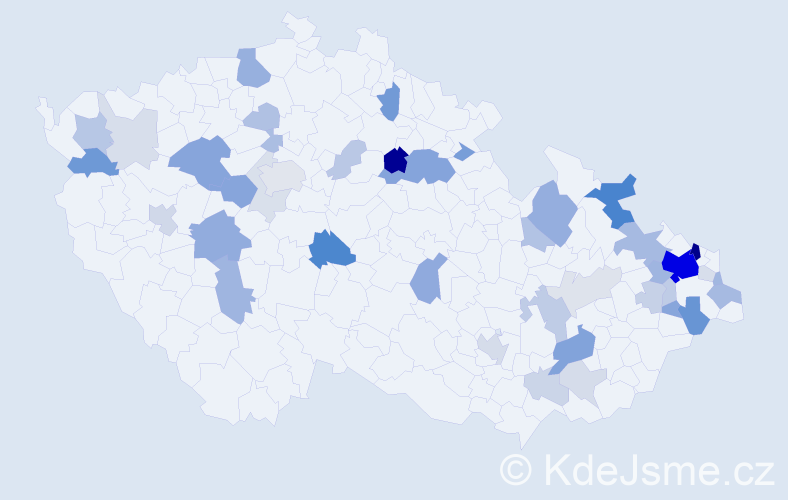 Příjmení: 'Kovalský', počet výskytů 130 v celé ČR