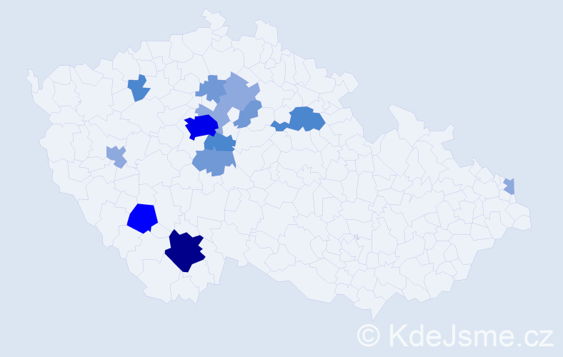 Příjmení: 'Trégl', počet výskytů 34 v celé ČR