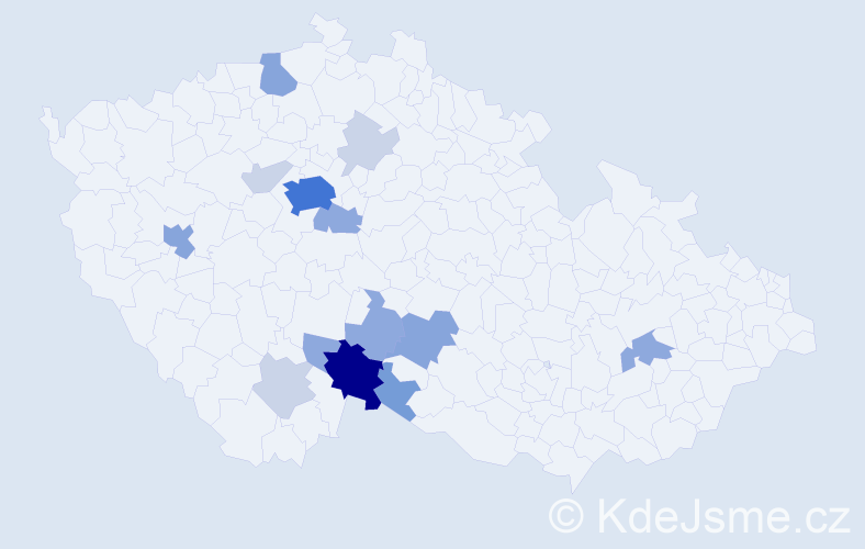 Příjmení: 'Čejnová', počet výskytů 44 v celé ČR