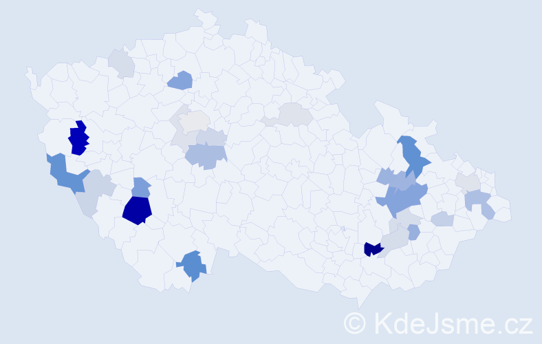 Příjmení: 'Bambásková', počet výskytů 60 v celé ČR