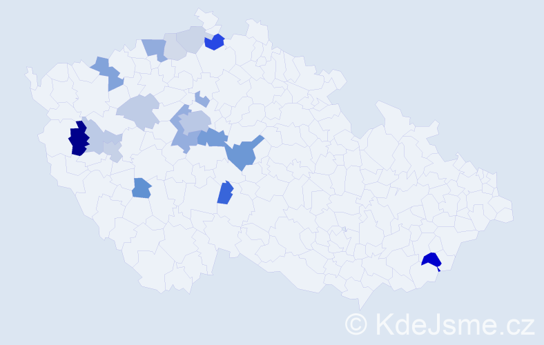 Příjmení: 'Coňková', počet výskytů 45 v celé ČR