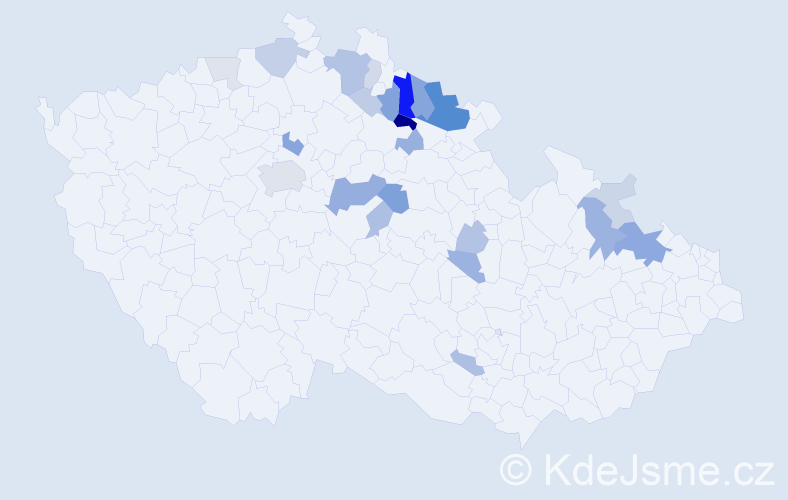Příjmení: 'Hančil', počet výskytů 59 v celé ČR