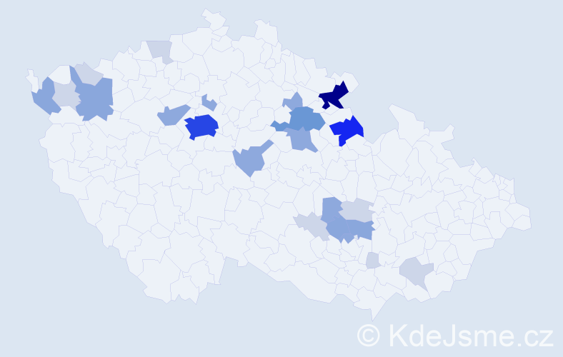 Příjmení: 'Dusbaba', počet výskytů 71 v celé ČR