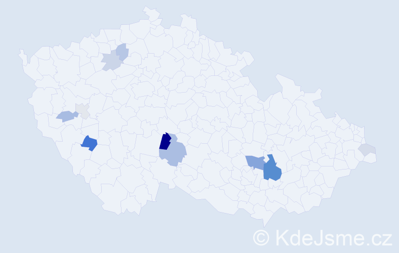 Příjmení: 'Mojčák', počet výskytů 23 v celé ČR