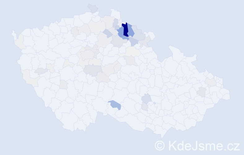 Příjmení: 'Honců', počet výskytů 345 v celé ČR