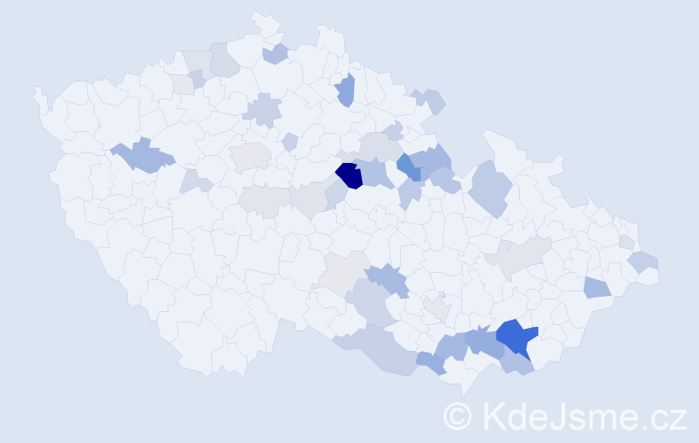 Příjmení: 'Hrobař', počet výskytů 134 v celé ČR