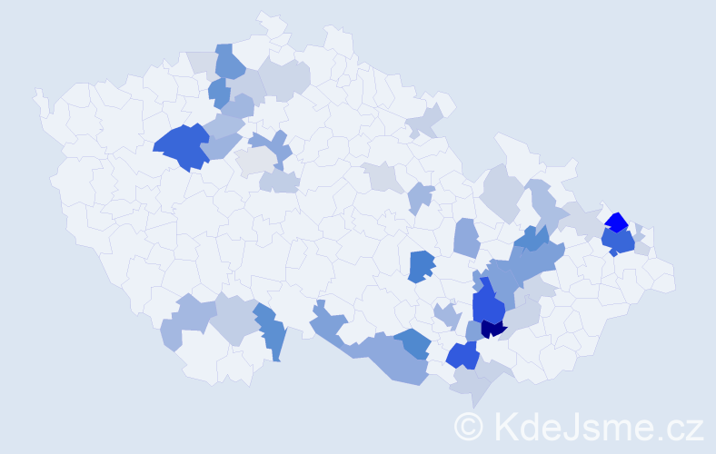 Příjmení: 'Dunaj', počet výskytů 117 v celé ČR