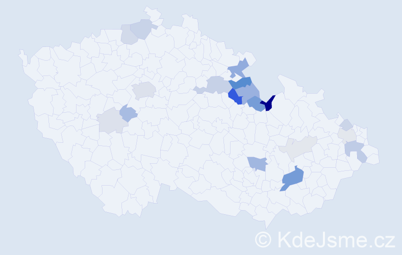 Příjmení: 'Prause', počet výskytů 55 v celé ČR