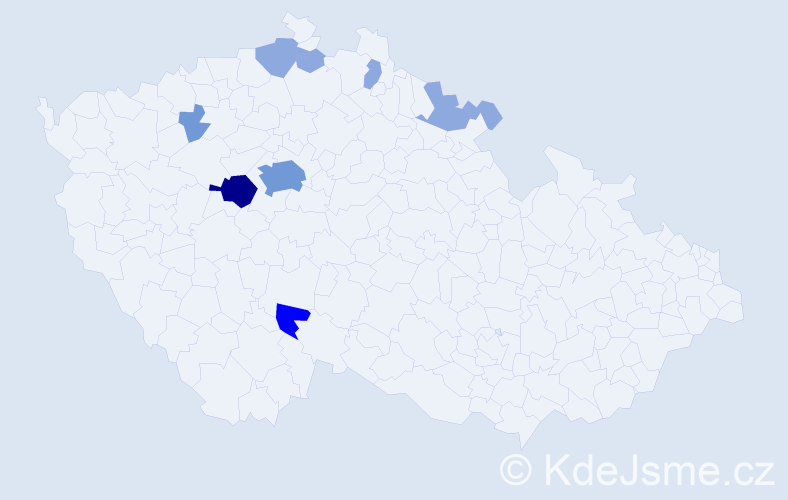 Příjmení: 'Vohnoutková', počet výskytů 19 v celé ČR