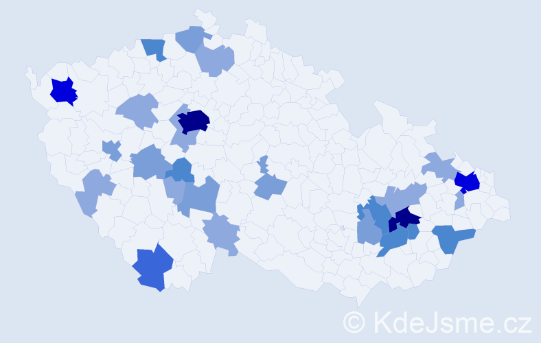 Příjmení: 'Tatýrková', počet výskytů 69 v celé ČR
