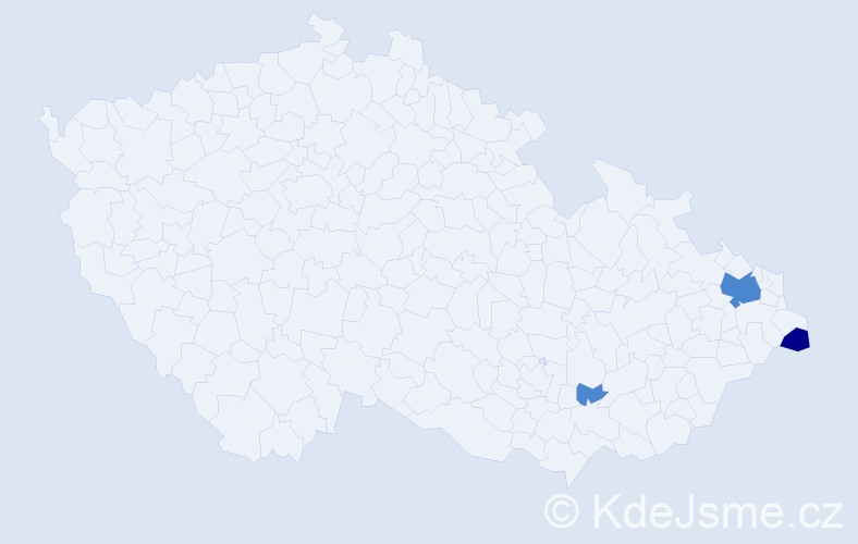 Příjmení: 'Vyšlan', počet výskytů 5 v celé ČR
