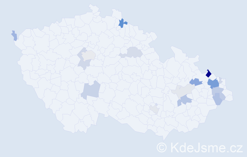 Příjmení: 'Mikluš', počet výskytů 53 v celé ČR