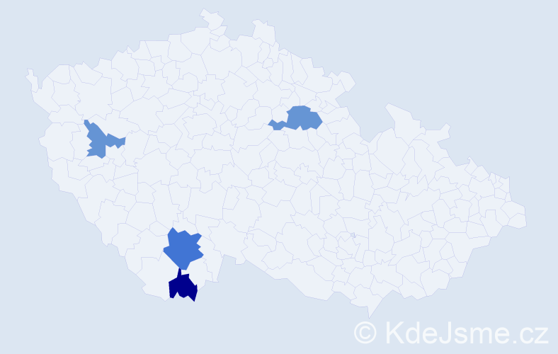 Příjmení: 'Máčeová', počet výskytů 7 v celé ČR