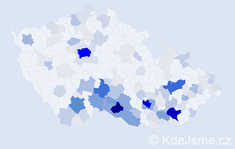 Příjmení: 'Daňhelová', počet výskytů 468 v celé ČR