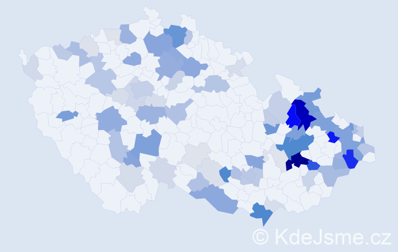 Příjmení: 'Bernát', počet výskytů 261 v celé ČR