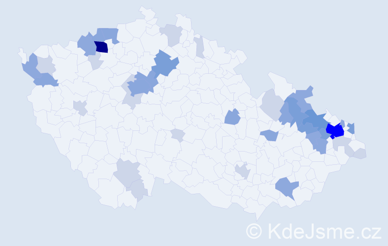 Příjmení: 'Brisuda', počet výskytů 101 v celé ČR