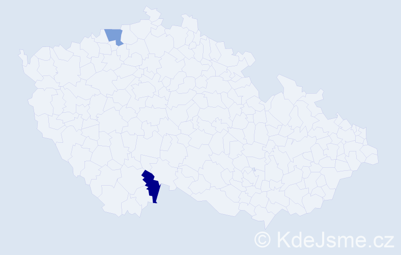 Příjmení: 'Desl', počet výskytů 2 v celé ČR