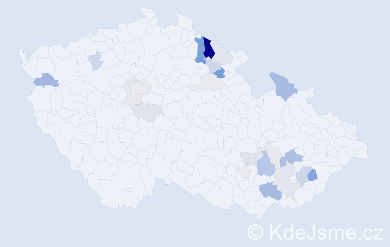 Příjmení: 'Sahánek', počet výskytů 61 v celé ČR