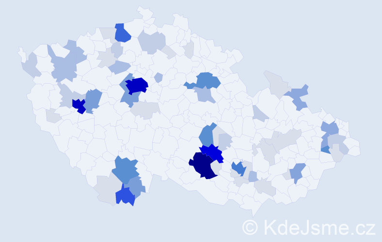 Příjmení: 'Jan', počet výskytů 233 v celé ČR