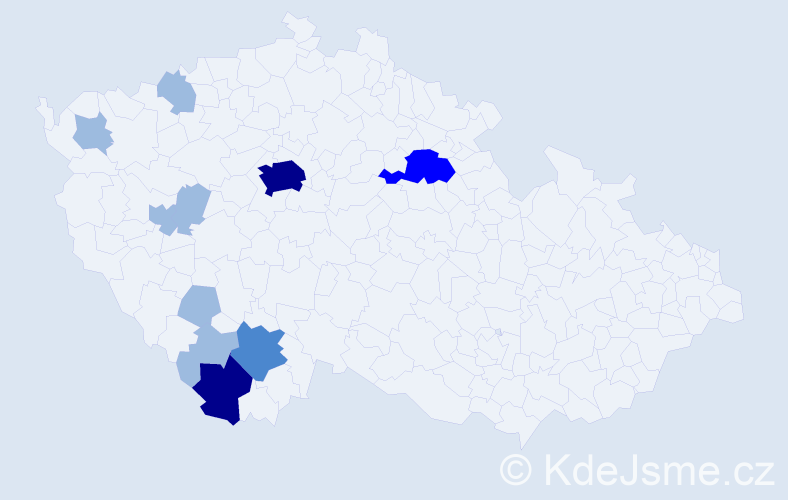 Příjmení: 'Jachim', počet výskytů 19 v celé ČR