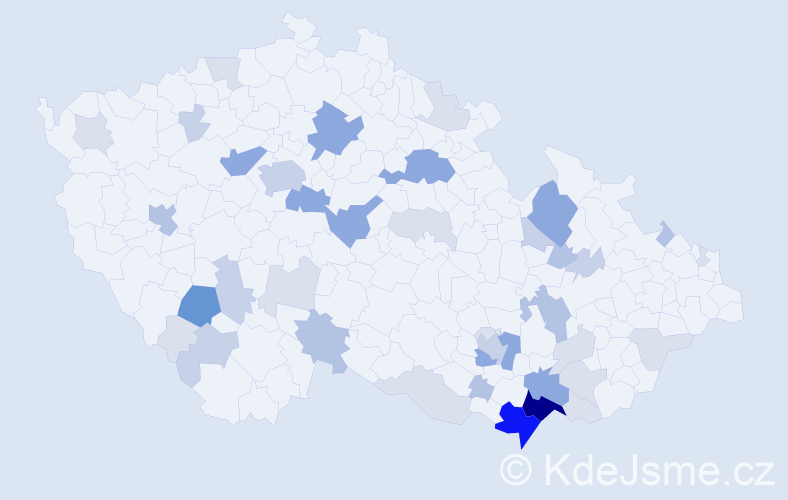 Příjmení: 'Benada', počet výskytů 133 v celé ČR
