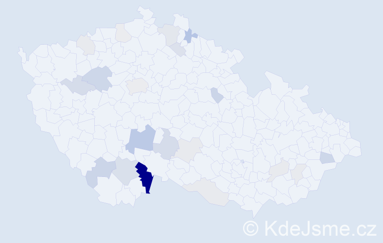 Příjmení: 'Adensamová', počet výskytů 57 v celé ČR