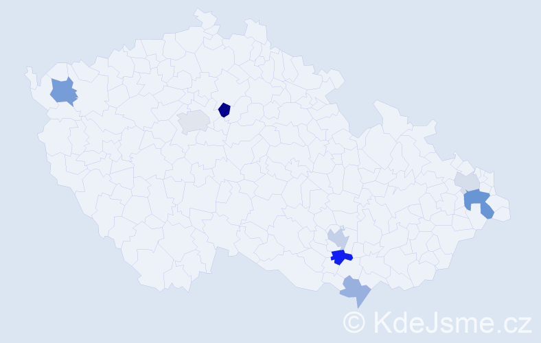 Příjmení: 'Studeničová', počet výskytů 15 v celé ČR