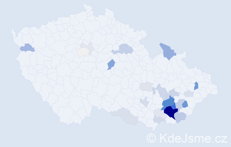 Příjmení: 'Rozsypálková', počet výskytů 119 v celé ČR