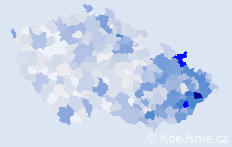 Příjmení: 'Válek', počet výskytů 2687 v celé ČR