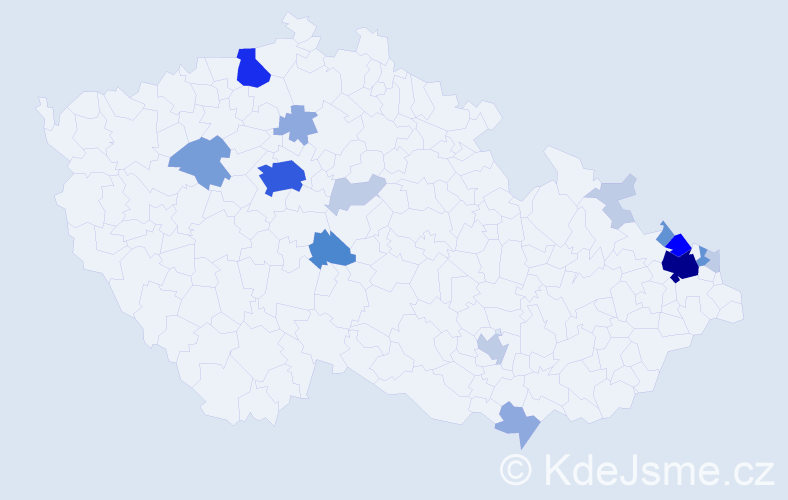 Příjmení: 'Skiba', počet výskytů 55 v celé ČR