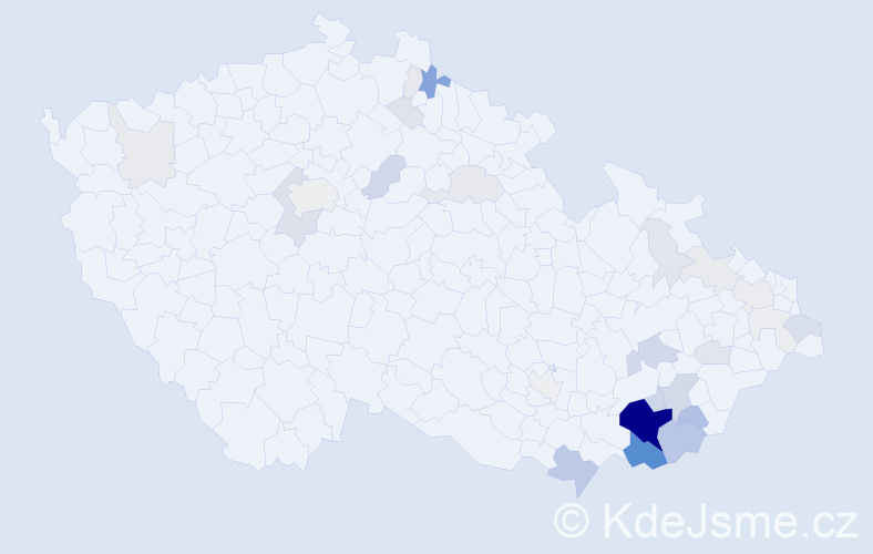 Příjmení: 'Žajdlík', počet výskytů 123 v celé ČR