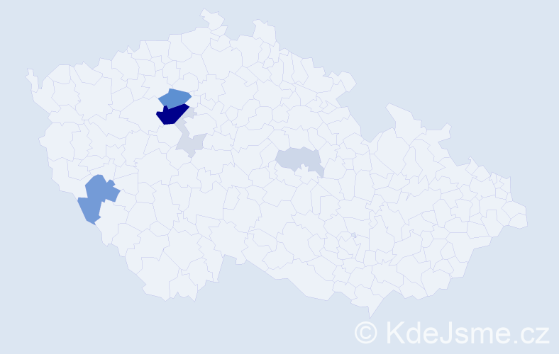 Příjmení: 'Muha', počet výskytů 25 v celé ČR