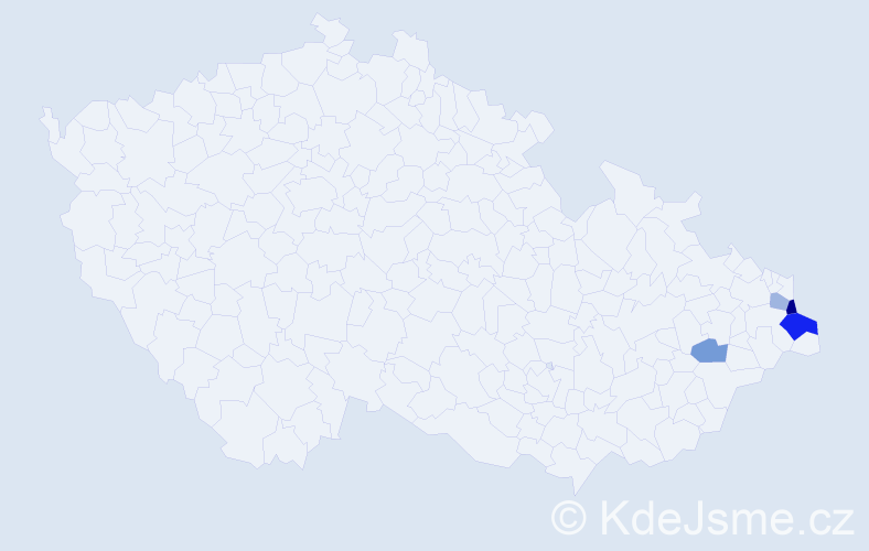 Příjmení: 'Zajˇc', počet výskytů 7 v celé ČR